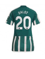 Manchester United Diogo Dalot #20 Vieraspaita Naisten 2023-24 Lyhythihainen